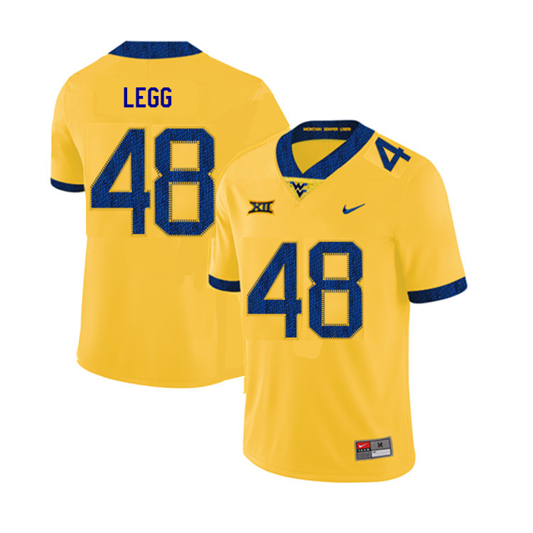 2019 Men #48 Casey Legg West Virginia Mountaineers College Football Jerseys Sale-Yellow